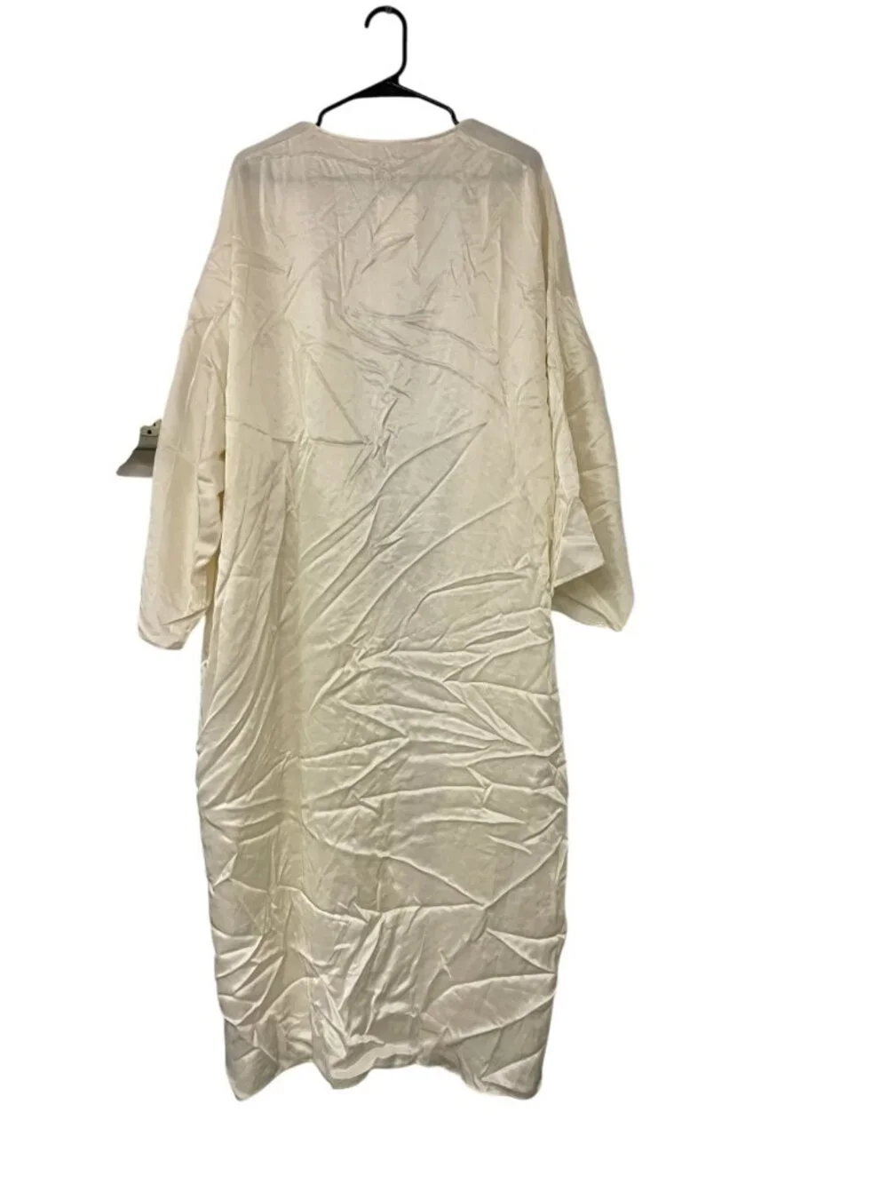 Zara Home Womens Kimono Robe M L Ivory Satin Open Front Relaxed 8190/434 NWT